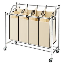 Load image into Gallery viewer, 4 Section Laundry Sorter Dividing Hamper Basket | Zincera