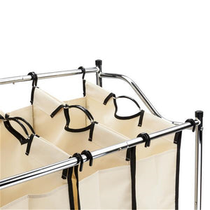 4 Section Laundry Sorter Dividing Hamper Basket | Zincera