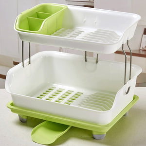 Compact 2 Tier Kitchen Dish Drying Drainer Rack