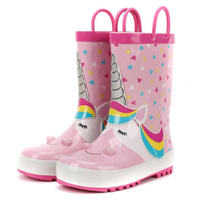 Comfortable Girls' Unicorn Waterproof Rain Boots