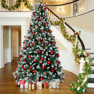 Artificial Decorated Pre Lit 7 Ft Christmas Tree With Pine Cones