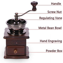 Load image into Gallery viewer, Antique Manual Hand Coffee Burr Grinder | Zincera