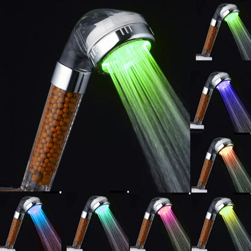 LED High Pressure Handheld Shower Head With Lights | Zincera