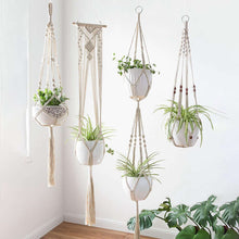 Load image into Gallery viewer, Premium Macrame Ceiling Hanging Planter Holder 4 Pack | Zincera