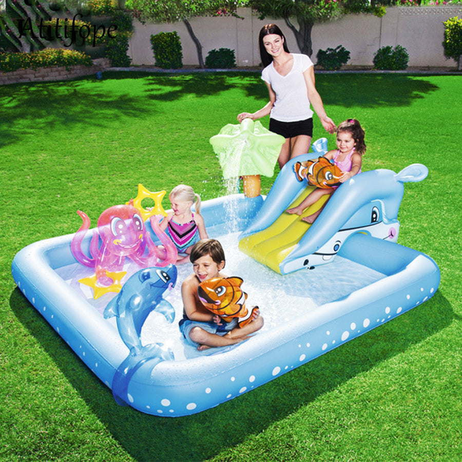 Kids Backyard Inflatable Blow Up Water Slide Pool | Zincera
