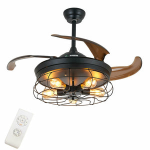 Modern Unique Reractable Ceiling Fan With Light 42 in