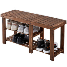 Load image into Gallery viewer, Large Spacious Entryway Shoe Organizer Storage Bench Rack