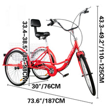 Load image into Gallery viewer, Folding Adult Three Wheel Tricycle Bike With Basket 26&quot;