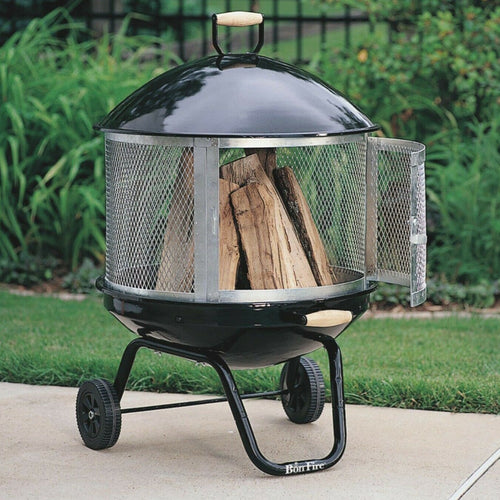 Portable Outdoor Backyard Wood Fire Pit On Wheels