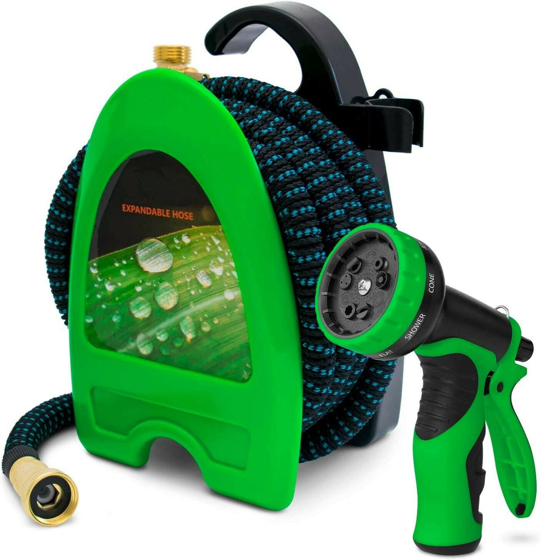 Expandable Collapsing Flexible Garden Water Hose With Reel 75FT
