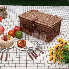 Load image into Gallery viewer, Large Insulated Wicker Picnic Basket Set