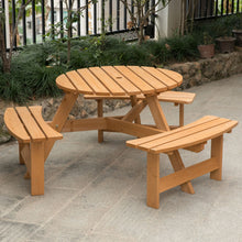 Load image into Gallery viewer, Spacious Outdoor Wooden Round Patio Picnic Table Bench