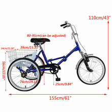 Load image into Gallery viewer, Deluxe Folding Adult Three Wheel Tricycle Bike With Basket 20&quot;