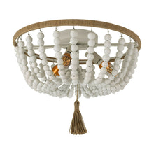 Load image into Gallery viewer, Modern Rustic Wood White Beaded Chandelier Light Fixture