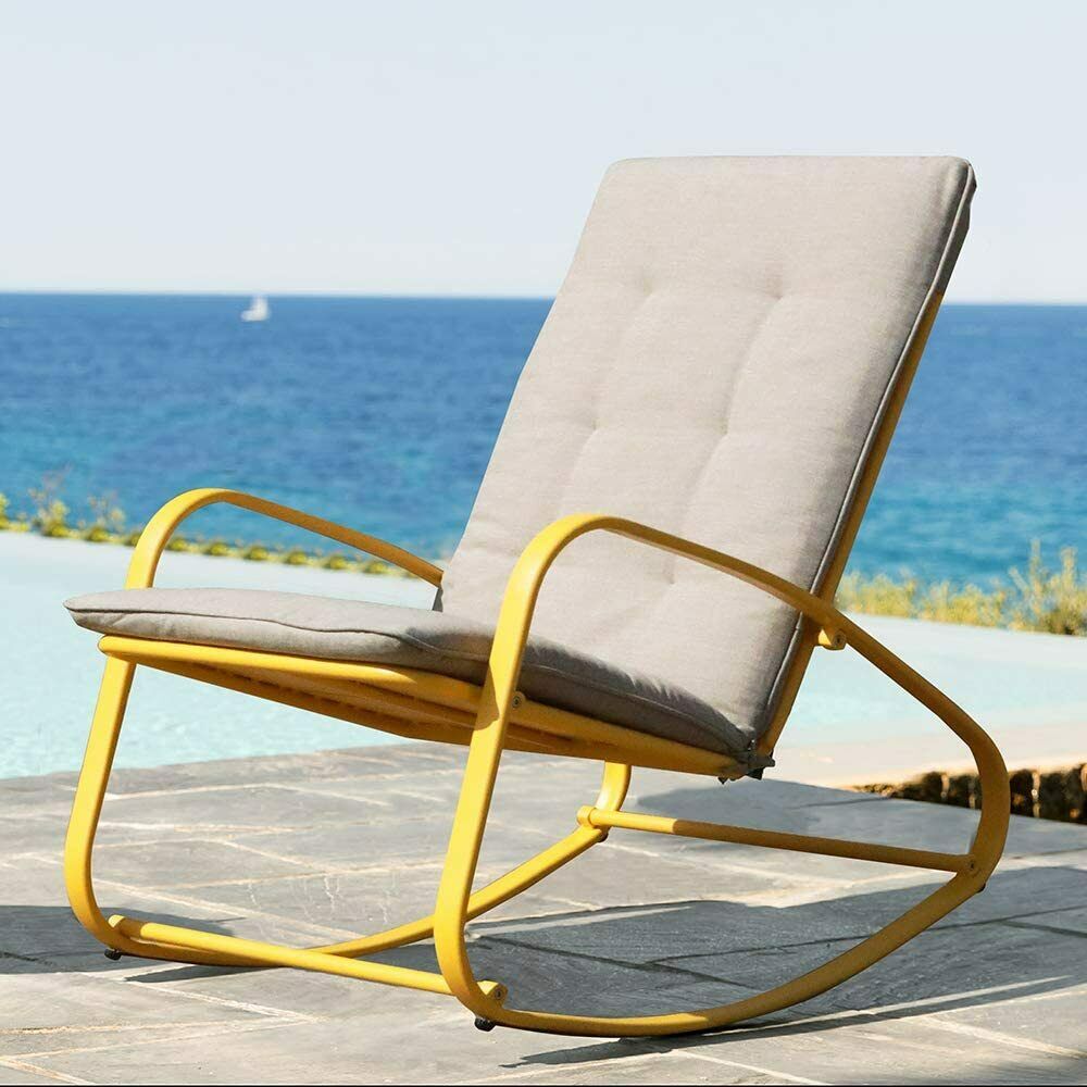 Modern Indoor / Outdoor Cushioned Patio Rocking Chair