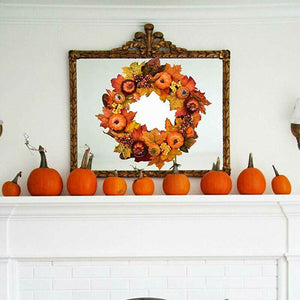 Festive Autumn / Fall Pumpkin Leaves Door Wreath