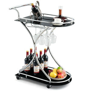 Modern Kitchen Bar Wine Serving Trolley Cart On Wheels