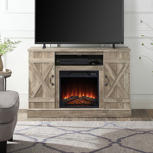 Modern Wooden Electric Fireplace Farmhouse Entertainment TV Stand 47"