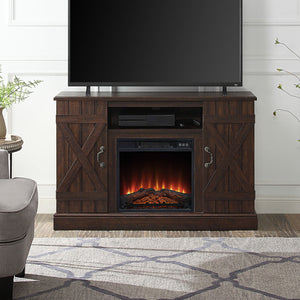 Modern Wooden Electric Fireplace Farmhouse Entertainment TV Stand 47"