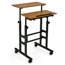 Load image into Gallery viewer, Portable Height Adjustable Wooden Standing Rolling Computer Desk