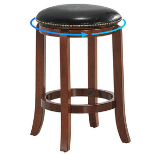 Wooden Rustic Cushioned Leather Counter Bar Stool
