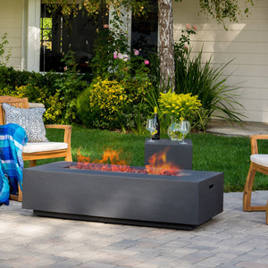 Spacious Outdoor Propane Rectangle Coffee Fire Pit Table 50,000 BTU