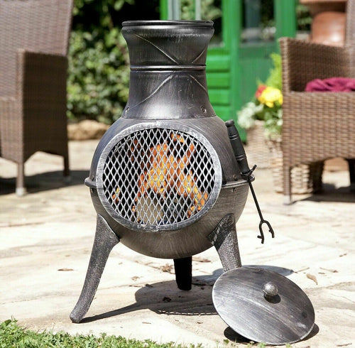 Modern Steel Wood Burning Outdoor Chiminea Fire Pit