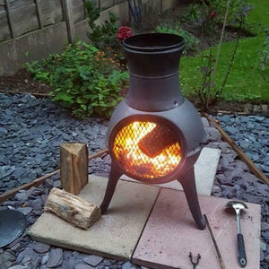 Modern Steel Wood Burning Outdoor Chiminea Fire Pit