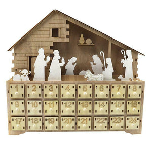 Traditional Wooden Reusable Christmas Nativity Advent Calendar