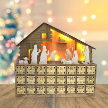 Load image into Gallery viewer, Traditional Wooden Reusable Christmas Nativity Advent Calendar