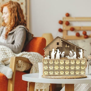 Traditional Wooden Reusable Christmas Nativity Advent Calendar