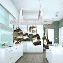 Load image into Gallery viewer, Lighted Ceiling Hanging Pot And Pan Organizer Kitchen Rack