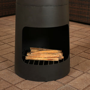 Modern Wood Burning Compact Outdoor Steel Chiminea Fire Pit