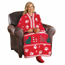 Load image into Gallery viewer, Holiday Themed Wearable Full  Zippered Sleeved Blanket