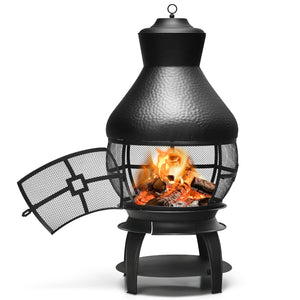 Modern Compact Cast Iron Outdoor Wood Burning Chimenea Fireplace