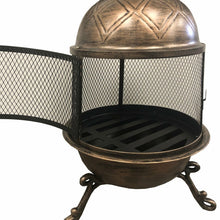 Load image into Gallery viewer, Steel And Cast Iron Antique Wood Burning Golden Chimenea Fireplace