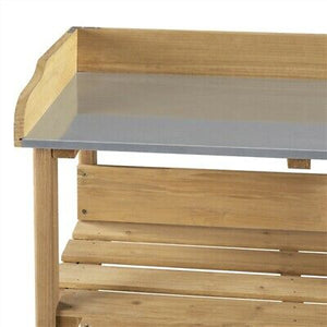 Outdoor Garden Wooden Potting Workbench Table Station